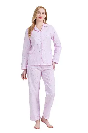 GLOBAL Women Cotton Pajamas Long Sleeve PJs Button Down Sleepwear