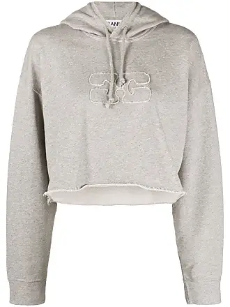 Maglione con collo a cuore ricamato con logo in grigio - donna - GANNI 