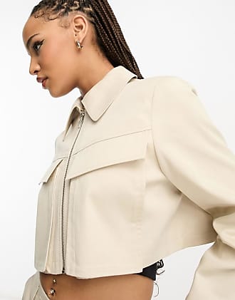Miss Selfridge Lightweight Quilted Belted Jacket in ivory-White