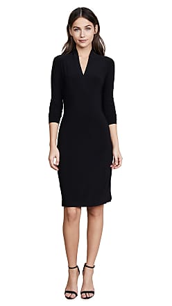 Norma Kamali womens Long Sleeve Modern Side Drape to Knee Solid Dress, Black, X-Small US