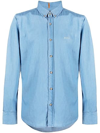 BOSS logo button-down shirt - men - Cotton - S - Blue