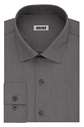 Kenneth Cole Kenneth Cole Unlisted Mens Dress Shirt Big and Tall Solid, Graphite, 17.5 Neck 35-36 Sleeve