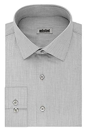 Kenneth Cole Reaction Unlisted by Kenneth Cole Mens Dress Shirt Slim Fit Checks and Stripes (Patterned), Carbon, 18-18.5 Neck 34-35 Sleeve
