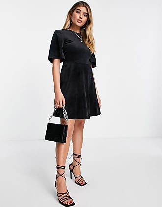 NA-KD velvet mini dress in black