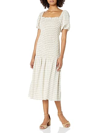 Rachel Pally Womens Square Neckline Dress with a Smocked Bodice and Drop Waist, Gingham, M