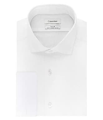 Calvin Klein Mens Dress Shirt Slim Fit Non Iron Stretch Solid French Cuff