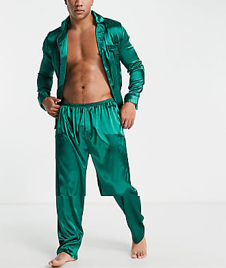 INTIMO MEN'S LUXE SILK LONG SLEEVES FOREST GEEN PAJAMA SET SIZE S NWT 