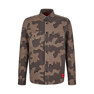 HUGO - Relaxed-fit overshirt in camouflage-print stretch-cotton twill