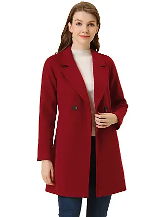 Allegra K Women's Winter Overcoat Lapel Collar Single Breasted Outerwear  Long Pea Coat