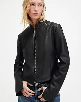 THEORY Black Leather Waterfall Drape Front Jacket Size M