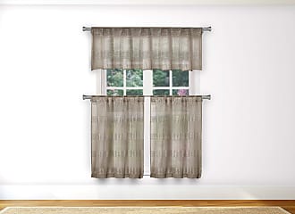 White-Gold 36x63 Home Maison Kira Leaf Embroider Tie Up Curtain 