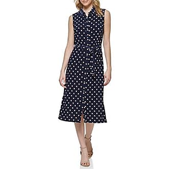 Tommy Hilfiger Womens Midi Dress, Sky Captain/Ivory, 16