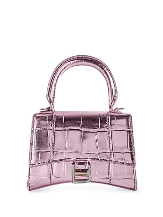 Balenciaga Sweet Pink Metallic Coated Canvas Hourglass Xs Top Handle Bag