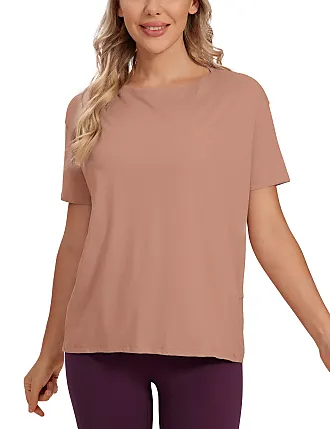 CRZ YOGA Women's Seamless Workout Tops Breathable Short Sleeve Gym Shirts  Running Yoga Athletic T-Shirts Mocha Mousse XX-Small : : Clothing,  Shoes & Accessories
