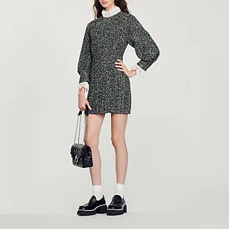 Sarena Tweed Houndstooth Dress- Black/Taupe