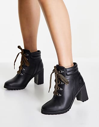 timberland black heeled boots