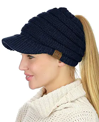 SATINIOR Winter Men's Knit Cap with Brim Beanie Hat Warm Thick Hat for Outdoor