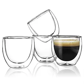 Sweese Double Wall Insulated Glass Coffee Cups 8 oz, Set of 4 Mugs 3.5 x  3.5