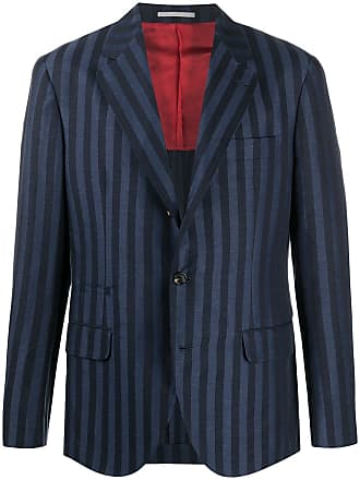 Brunello Cucinelli striped tailored blazer - men - Cotton/Linen/Flax/Cupro - 50 - Blue