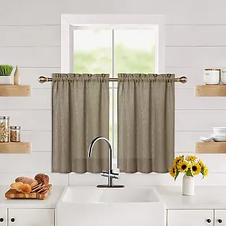 Tan Buffalo Plaid Valances for Kitchen, Thick Buffalo Check Gingham Valance  Curtains for Windows Kitchen Cafe Curtains, 52x15 Inches 