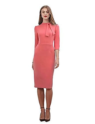 Donna Morgan Womens 3/4 Sleeve Tie Neck Crepe Sheath Dress, Terracotta, 2