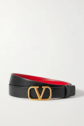 VLogo jacquard leather-trimmed belt