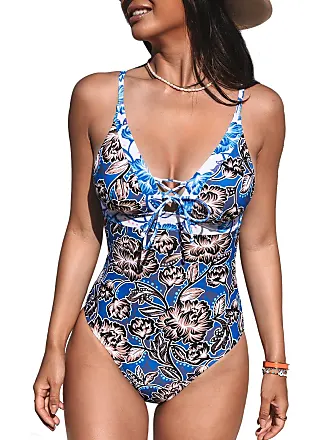 Women Tummy Control Paneled Floral One Piece Swimsuit - Cupshe-XL-Multi