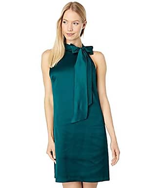 Vince Camuto Womens Crepe Back Satin Bow Neck Shift Dress, Hunter, 10