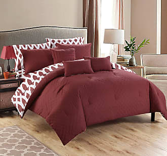 Chic Home 3 Piece Zissel Pleated Pintuck and Printed Reversible with Elephant Embroidered Pillow Twin Duvet Cover Set Brick 