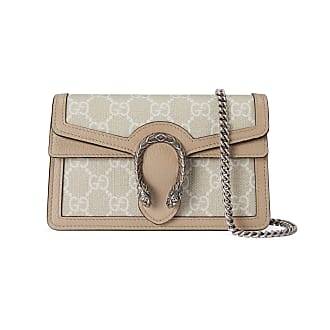 White Leather Mini Chain Dionysus Bag Strass and Silver Hardware