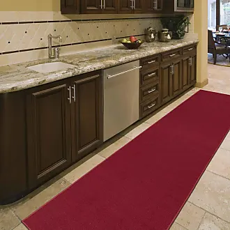 Ottomanson Machine Washable Non-Slip Traditional Red Area Rug for Kitchen,  Bathroom, Entryway Rug