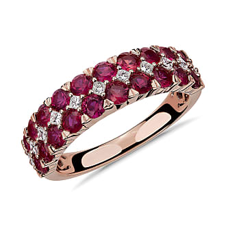 Blue Nile Ruby and Diamond Double Row Ring in 14k Rose Gold