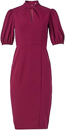 Donna Morgan Womens Short Puff Sleeve Twist Neck Sheath Dress with Keyhole, Mulberry, 0 Petite