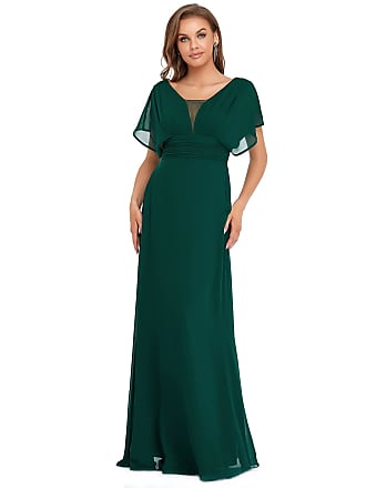 Ever-pretty Womens Empire Waist Elegant Chiffon Evening Party Wedding Guest Dresses Green US12