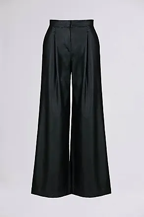 Brembati PLEATED WIDE-LEG FAUX LEATHER TROUSERS Black