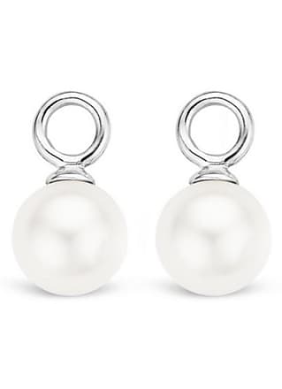 Boucles doreilles Venezia en acier avec perles en céramique blanches et or par galvanoplastie