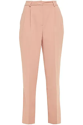 Pleated crepe straight-leg pants