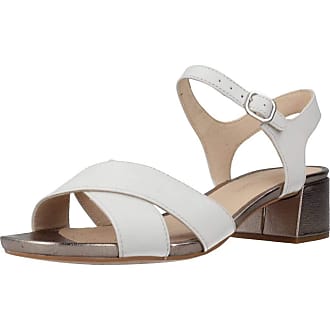 Clarks Sheer 35 Strap Leather Sandals in White Combi Standard Fit Size 7.5