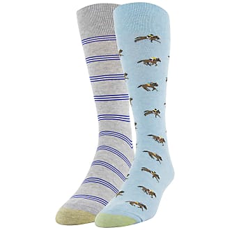 Gold Toe Mens Dress Crew Socks, 2 Pairs, seafoam mist Horserace/Grey Heather Stripe Shoe Size: 6-12.5