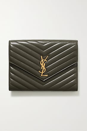 Cassandre Croc Effect Leather Clutch in Green - Saint Laurent