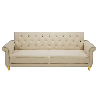 Divano letto Carlota 2 posti in ciniglia beige 140 cm