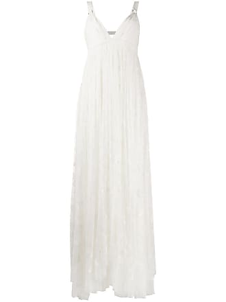 Maria Lucia Hohan V-neck embroidered tulle gown - women - Nylon/Polyester/Spandex/Elastane - 34 - White