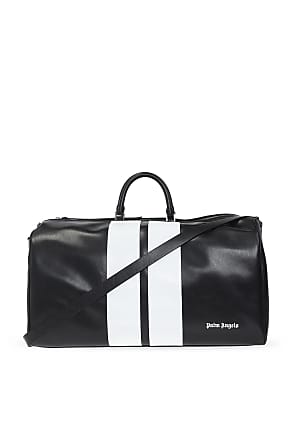 Palm Angels Leather Duffel Bag With Logo Mens Black