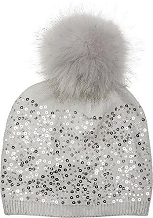 Bonnet à pompon gris clair femme