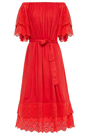 Melissa Odabash Dee tiered belted broderie anglaise voile midi dress - Red - XS