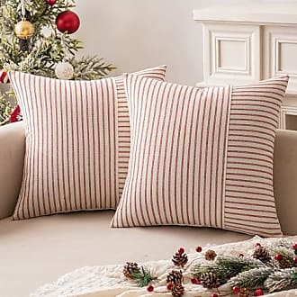  MIULEE Set of 2 Decorative Boho Throw Pillow Covers Linen  Striped Jacquard Pattern Cushion Covers for Christmas Sofa Couch Living  Room Bedroom 18x18 Inch Beige : Home & Kitchen
