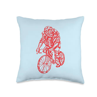16x16 Multicolor SEEMBO Pitbull Cycling Bicycling Riding Bike Throw Pillow