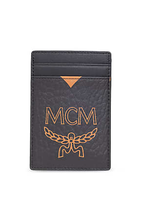 Mcm Silver Visetos Leather Unisex Card Holder Wallet