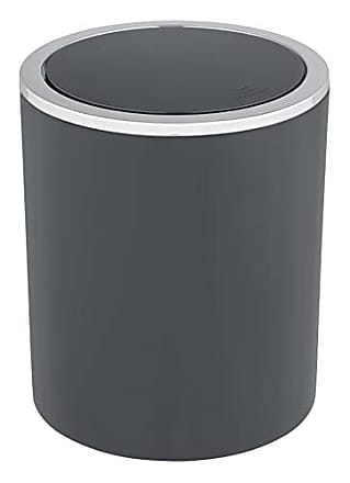 Badezimmer-Mülleimer mit Schwingdeckel Wenko Kosmetikeimer Inca 2 Liter Ø 14 x 16,8 cm schwarz kleiner Abfalleimer aus Kunststoff
