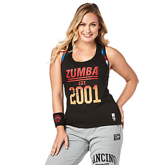 Zumba Black Graphic Print Fitness Dance Workout Racerback Tank Tops For Women 